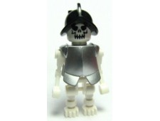 Skeleton, Fantasy Era Torso with Evil Skull, Black Conquistador Helmet, Metallic Silver Armor - gen021a