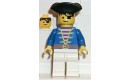 Pirate Blue Shirt, White Legs, Black Pirate Triangle Hat