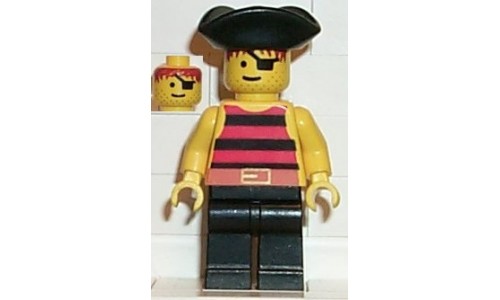 Pirate Red / Black Stripes Shirt, Black Legs, Black Pirate Triangle Hat pi025