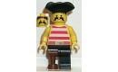 Pirate Red / White Stripes Shirt, Black Leg with Peg Leg, Black Pirate Triangle Hat