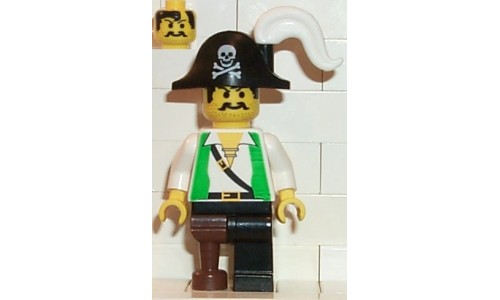 Pirate Green Shirt, Black Leg with Pegleg, Black Pirate Hat with Skull pi050